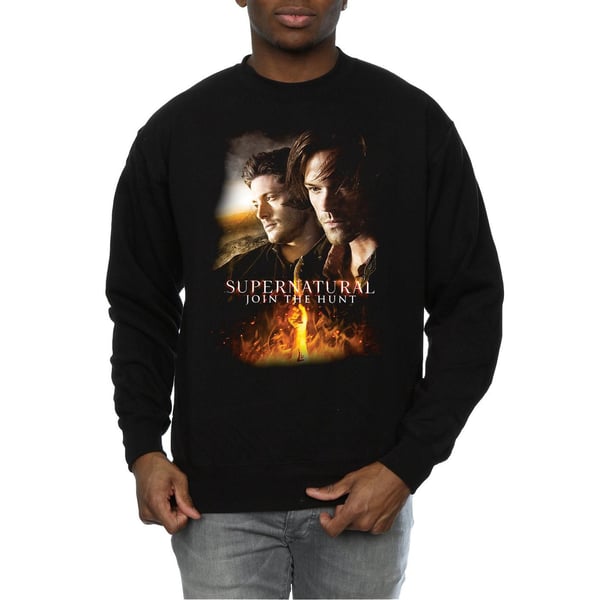 Supernatural Mens Flaming Poster Sweatshirt