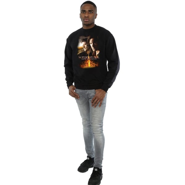 Supernatural Mens Flaming Poster Sweatshirt