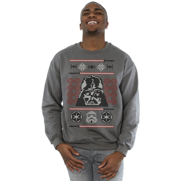 Star Wars Mens Christmas Vader Head Fair Isle Sweatshirt