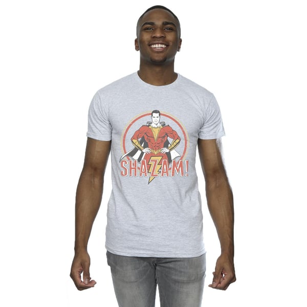 DC Comics Mens Shazam Retro Circle Distressed T-Shirt