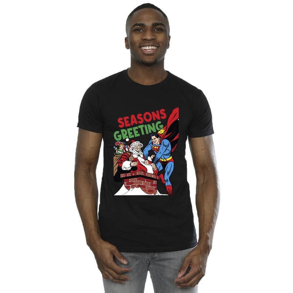 DC Comics Mens Superman Santa Comic T-Shirt