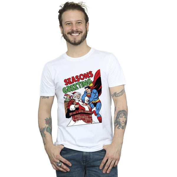 DC Comics Mens Superman Santa Comic T-Shirt