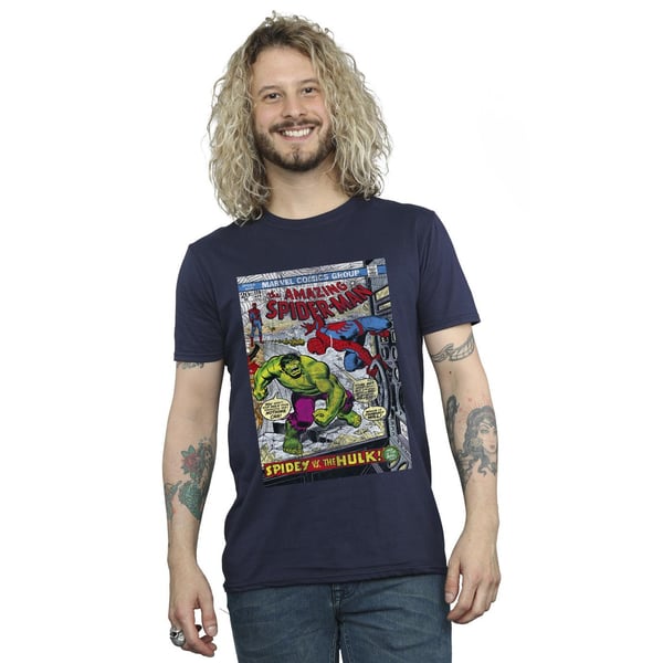 Marvel Mens Spider-Man VS Hulk Cover T-Shirt