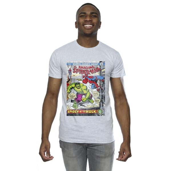 Marvel Mens Spider-Man VS Hulk Cover T-Shirt