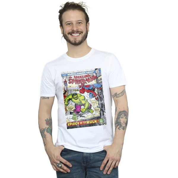 Marvel Mens Spider-Man VS Hulk Cover T-Shirt