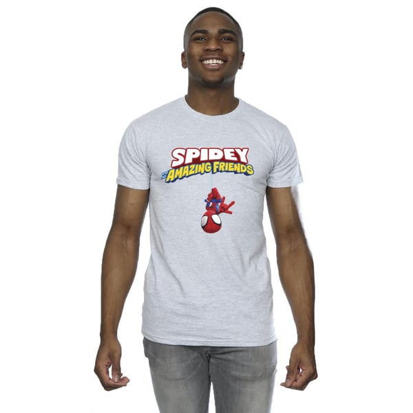 Marvel Mens Spider-Man Hanging Upside Down T-Shirt