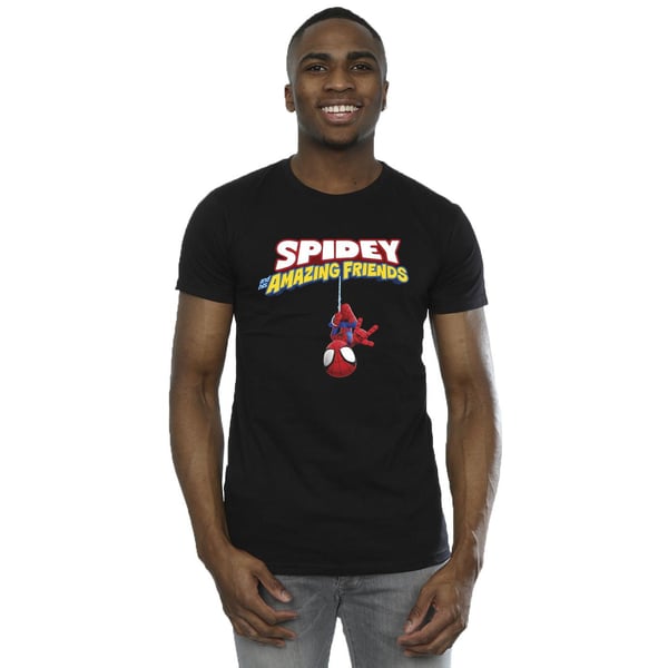 Marvel Mens Spider-Man Hanging Upside Down T-Shirt