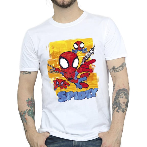 Marvel Mens Spidey And His Amazing Friends Flying T-Shirt