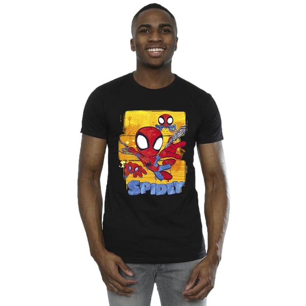 Marvel Mens Spidey And His Amazing Friends Flying T-Shirt