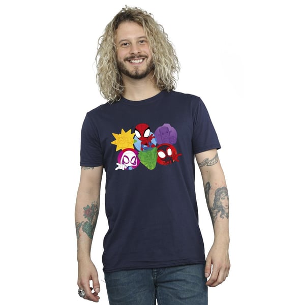 Marvel Mens Spidey And His Amazing Friends Faces T-Shirt