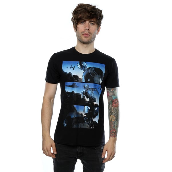 Star Wars Mens Rogue One K-2SO Comic Strip T-Shirt