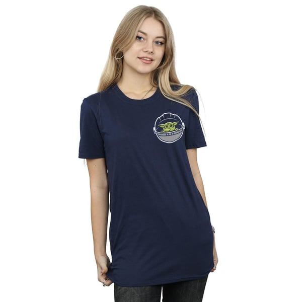Star Wars Womens/Ladies The Mandalorian The Child Drawn Breast Print Cotton Boyfriend T-Shirt