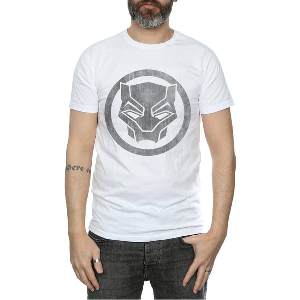 Black Panther Miesten Kulunut Logo Puuvilla T-paita