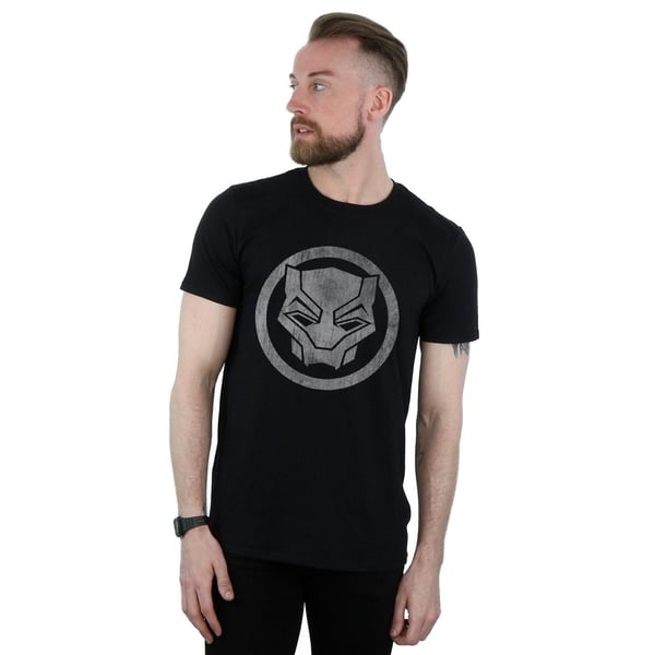 Black Panther Miesten Kulunut Logo Puuvilla T-paita