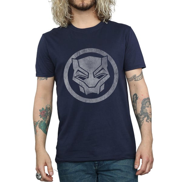 Black Panther Miesten Kulunut Logo Puuvilla T-paita