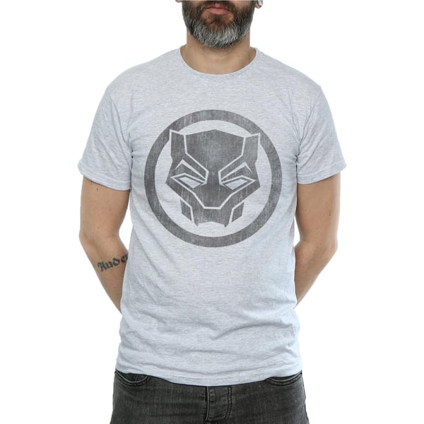 Black Panther Miesten Kulunut Logo Puuvilla T-paita