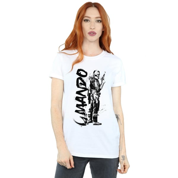 Star Wars Womens/Ladies The Mandalorian Splat Mando Cotton Boyfriend T-Shirt