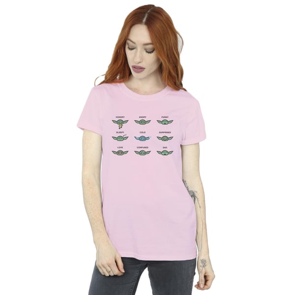 Star Wars Dam/Dam Mandalorian Grogu Mood T-shirt i bomull i boyfriend-modell