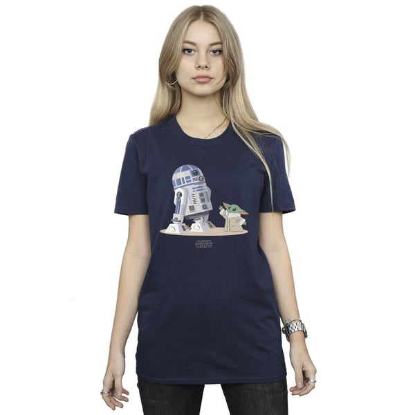 Star Wars Womens/Ladies The Mandalorian R2D2 And Grogu Cotton Boyfriend T-Shirt
