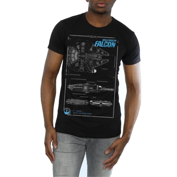 Star Wars Mens Force Awakens Millennium Falcon Manual T-Shirt