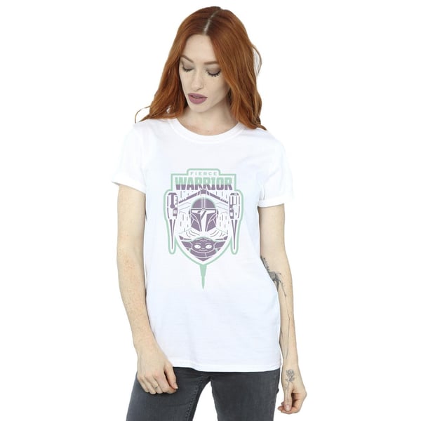 Star Wars Womens/Ladies The Mandalorian Fierce Warrior Patch Cotton Boyfriend T-Shirt