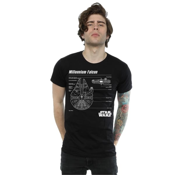 Star Wars Miesten Millennium Falcon -piirustuspaita