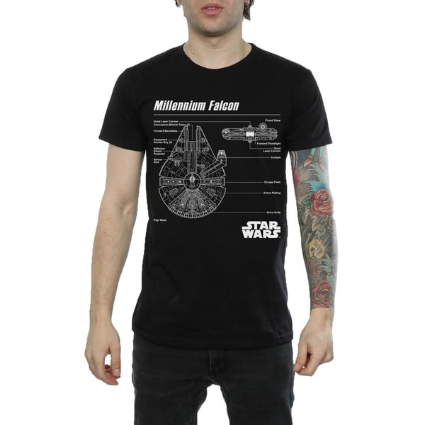 Star Wars Miesten Millennium Falcon -piirustuspaita