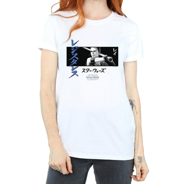 Star Wars The Rise Of Skywalker Womens/Ladies Rey Katakana Art Stripe Cotton Boyfriend T-Shirt