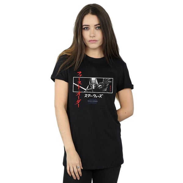 Star Wars The Rise Of Skywalker Dam/Kvinnor Kylo Ren Katakana Art Stripe Bomull Boyfriend T-shirt
