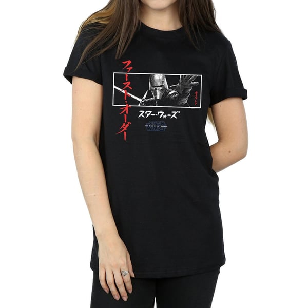 Star Wars The Rise Of Skywalker Dam/Kvinnor Kylo Ren Katakana Art Stripe Bomull Boyfriend T-shirt
