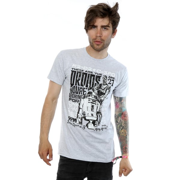 Star Wars Mens R2-D2 And C-3PO Rock Poster T-Shirt