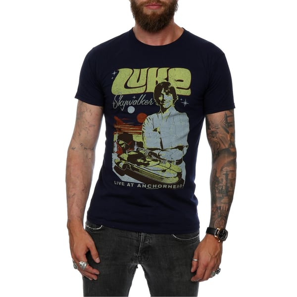 Star Wars Mens Luke Skywalker Rock Poster T-Shirt