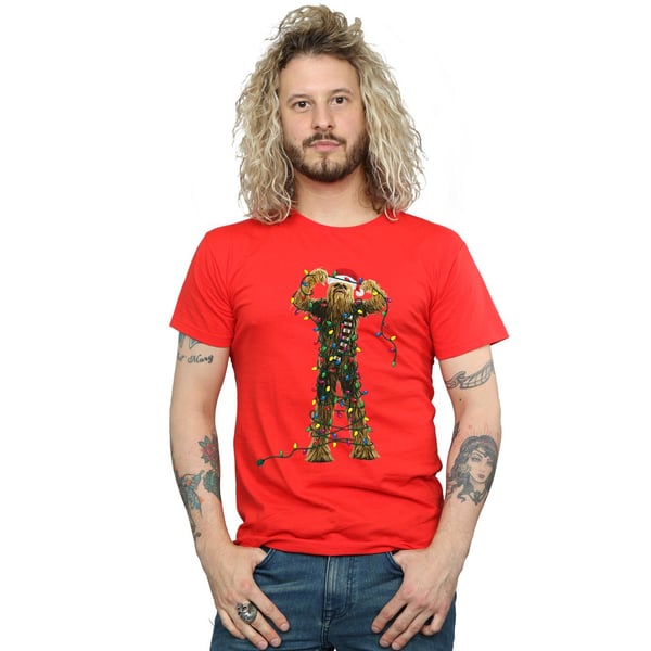 Star Wars Mens Chewbacca Christmas Lights T-Shirt