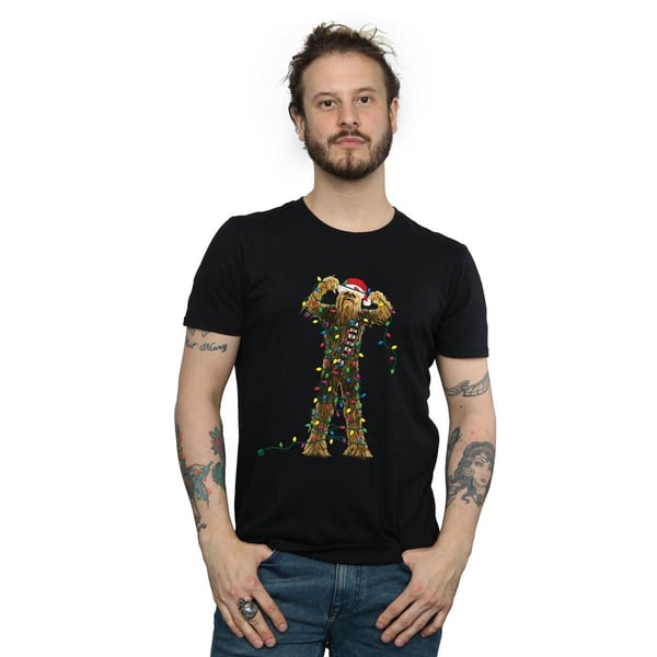 Star Wars Mens Chewbacca Christmas Lights T-Shirt