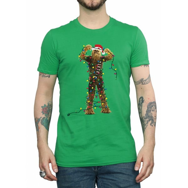 Star Wars Mens Chewbacca Christmas Lights T-Shirt
