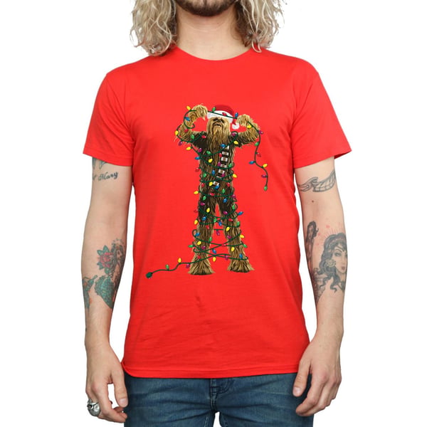 Star Wars Mens Chewbacca Christmas Lights T-Shirt