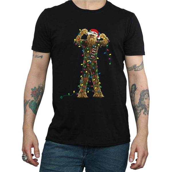 Star Wars Mens Chewbacca Christmas Lights T-Shirt