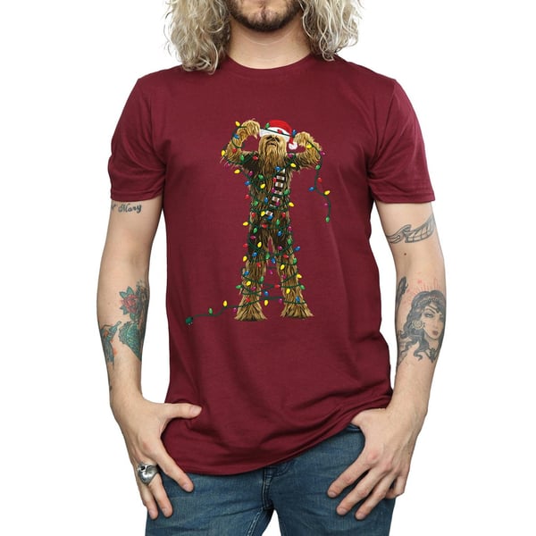 Star Wars Mens Chewbacca Christmas Lights T-Shirt