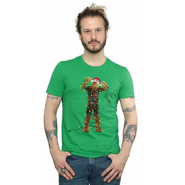 Star Wars Mens Chewbacca Christmas Lights T-Shirt