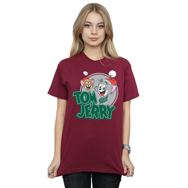 Tom And Jerry Womens/Ladies Christmas Greetings Cotton Boyfriend T-Shirt