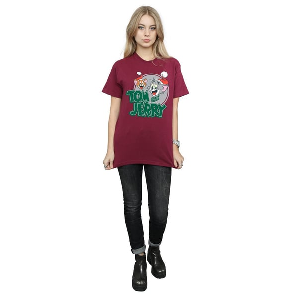 Tom And Jerry Womens/Ladies Christmas Greetings Cotton Boyfriend T-Shirt