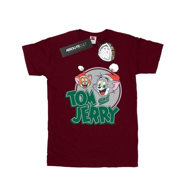 Tom And Jerry Womens/Ladies Christmas Greetings Cotton Boyfriend T-Shirt