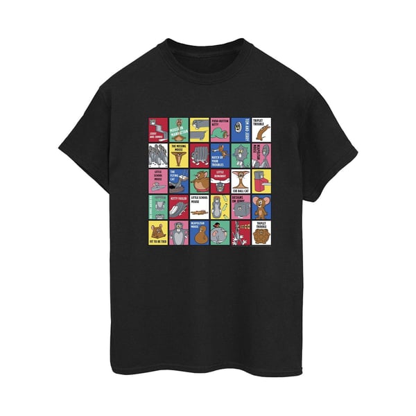 Tom And Jerry Womens/Ladies Grid Squares Cotton Boyfriend T-Shirt
