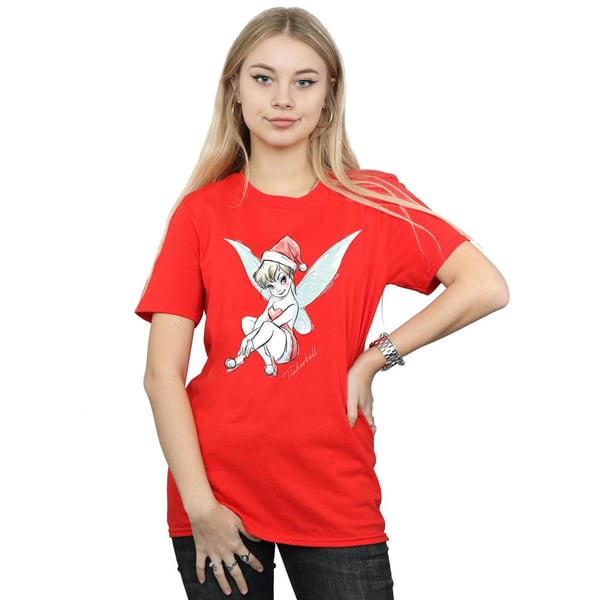 Disney Womens/Ladies Tinkerbell Christmas Fairy Cotton Boyfriend T-Shirt