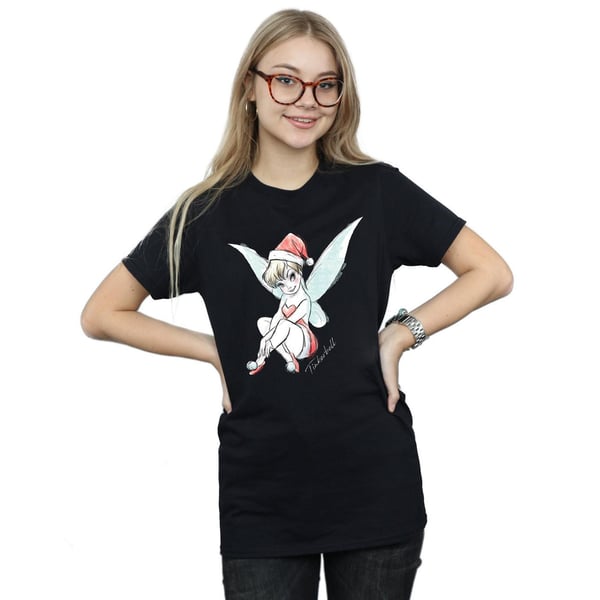 Disney Womens/Ladies Tinkerbell Christmas Fairy Cotton Boyfriend T-Shirt