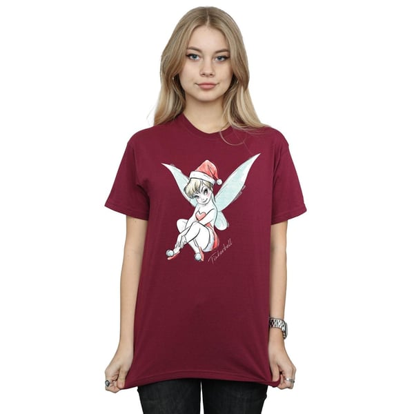 Disney Womens/Ladies Tinkerbell Christmas Fairy Cotton Boyfriend T-Shirt