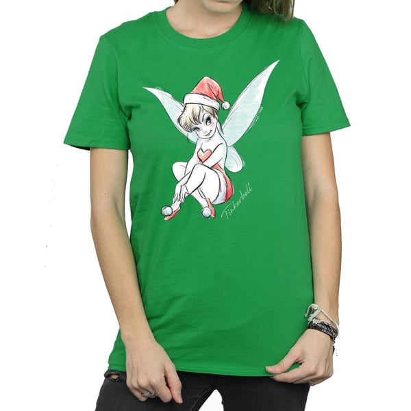 Disney Womens/Ladies Tinkerbell Christmas Fairy Cotton Boyfriend T-Shirt