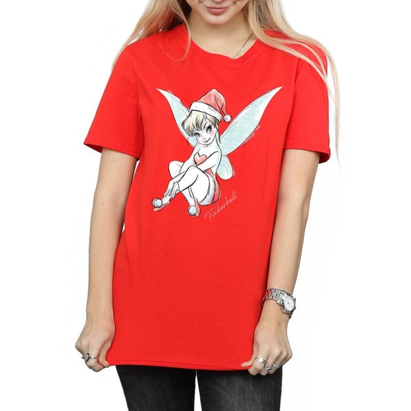 Disney Womens/Ladies Tinkerbell Christmas Fairy Cotton Boyfriend T-Shirt