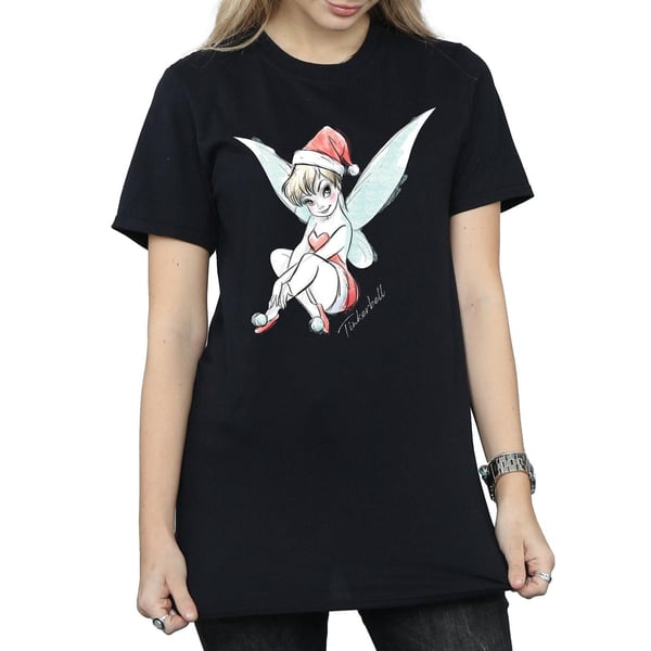 Disney Womens/Ladies Tinkerbell Christmas Fairy Cotton Boyfriend T-Shirt
