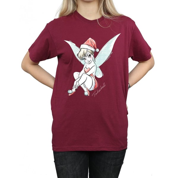 Disney Womens/Ladies Tinkerbell Christmas Fairy Cotton Boyfriend T-Shirt